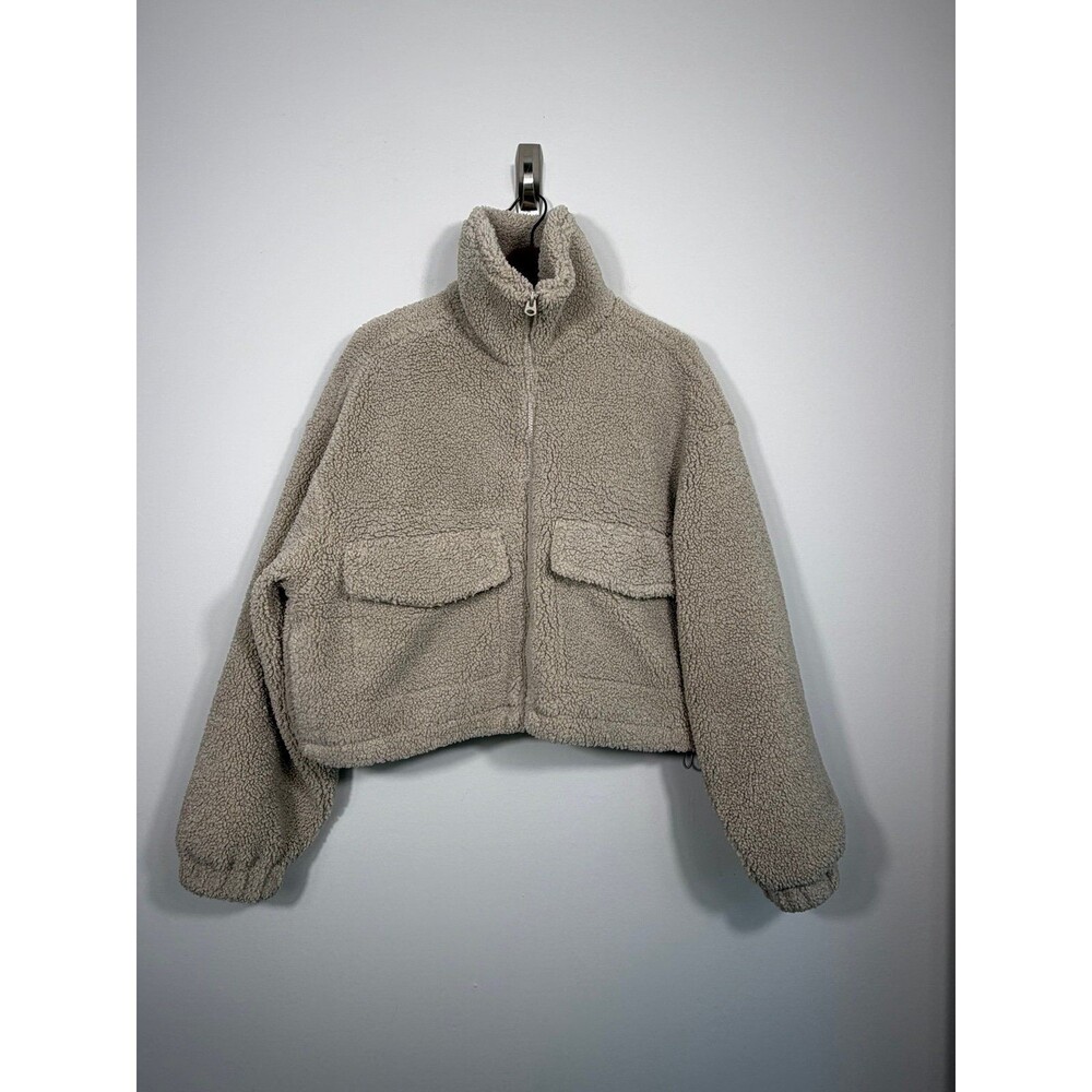 Hollister Cropped Sherpa XL Beige Teddy Coat